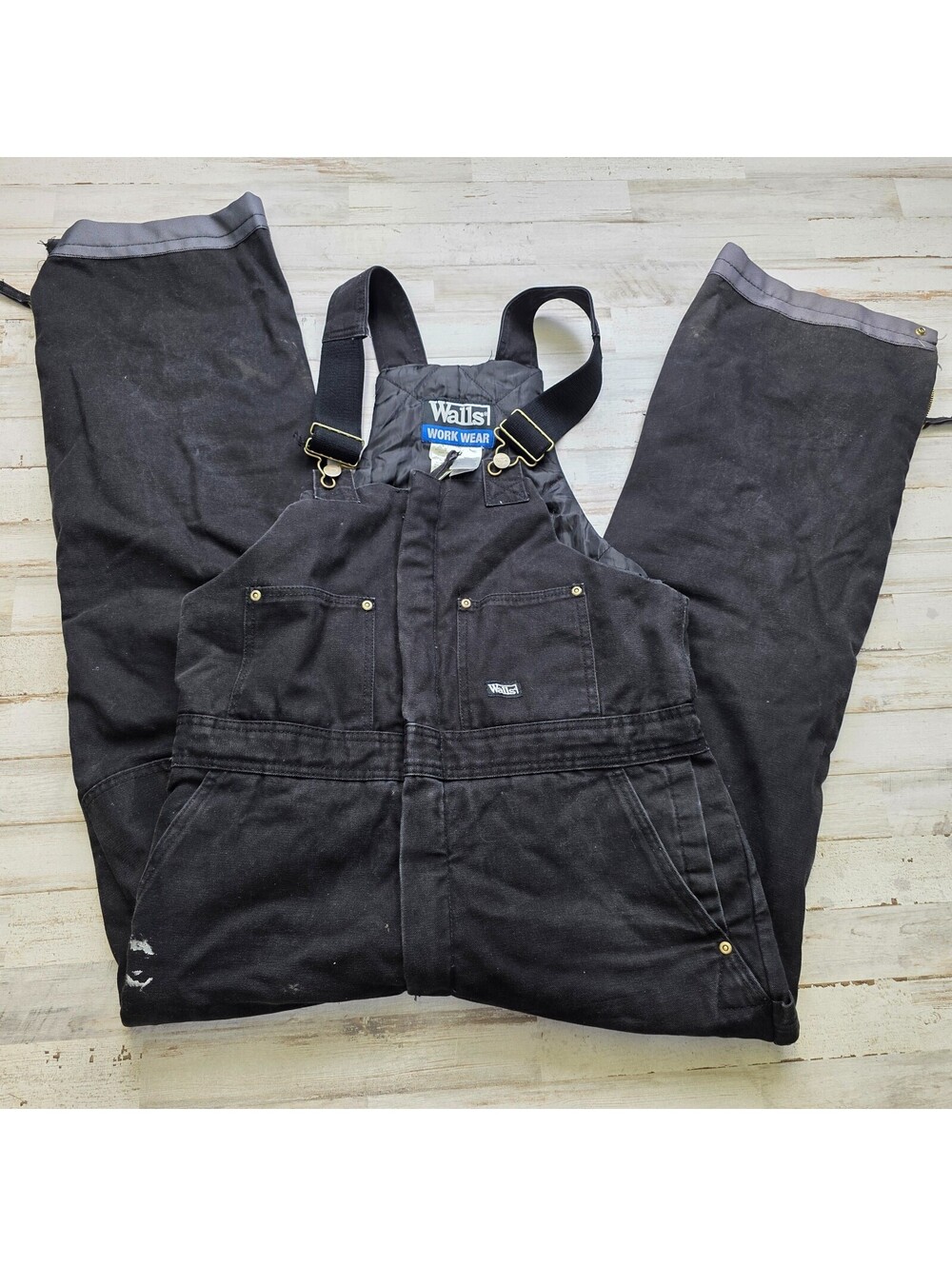 Walls Workwear Insulated Duck Canvas Overalls Black Size MED